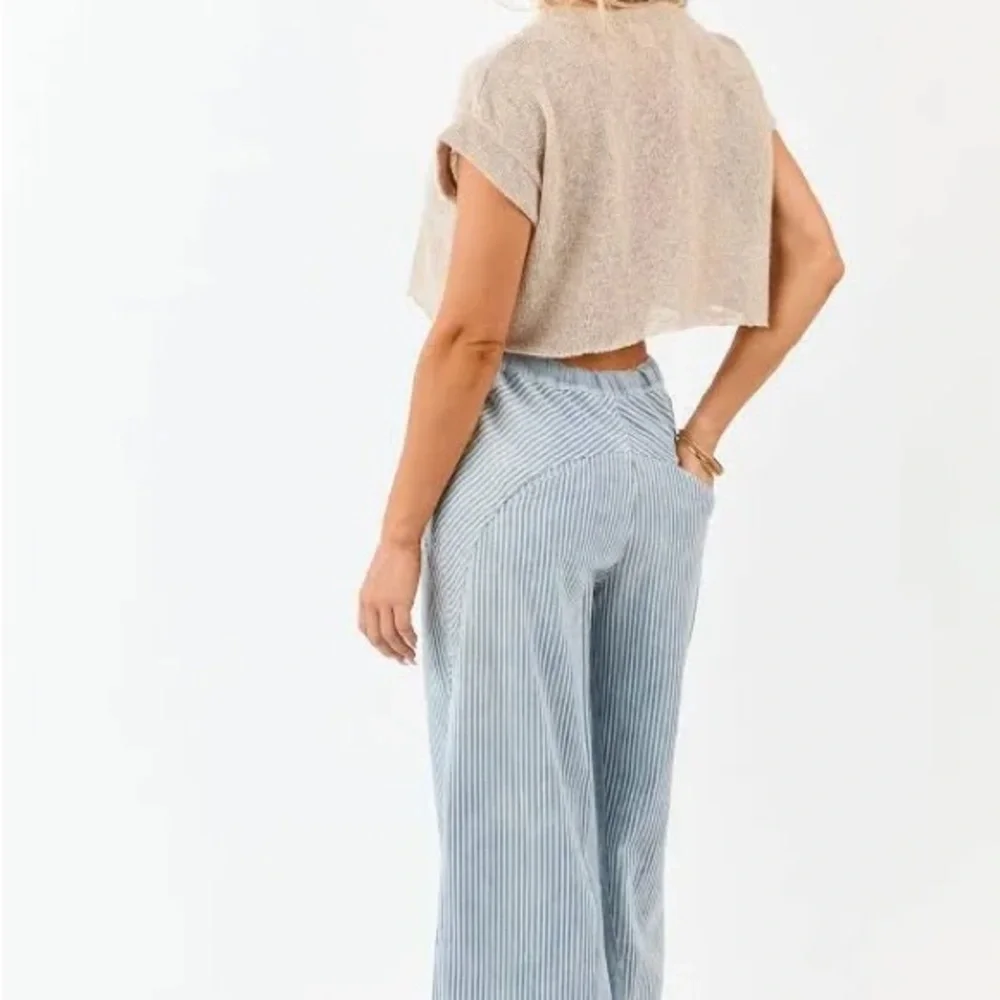 ee•some Striped Blue Wide-Leg Pants/jeans Medium - Picture 4 of 8